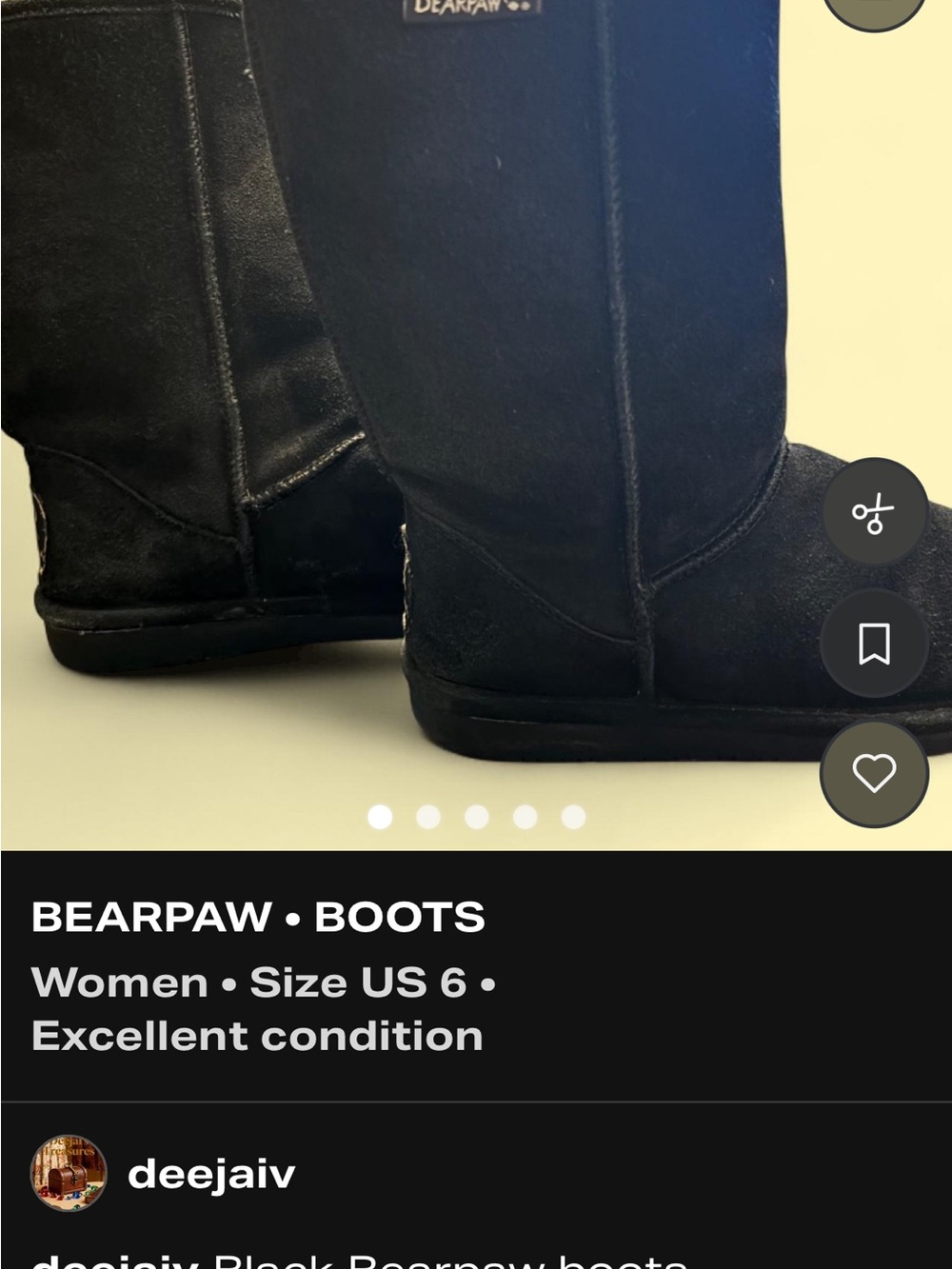 BearPaw Black Suede Knee-High Shearling-Lined Boots